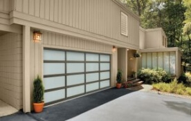 contemporary garage door with frosted glass